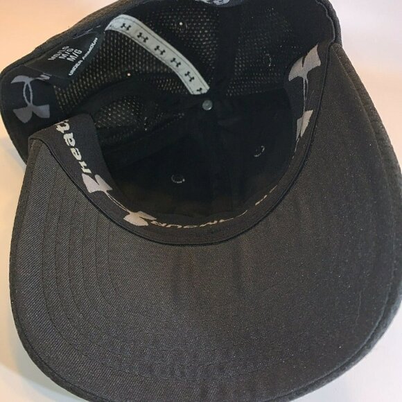 Under Armour Flexfit Heat Gear Black Hat/Cap Breathable Size Medium/Large - Picture 7 of 8